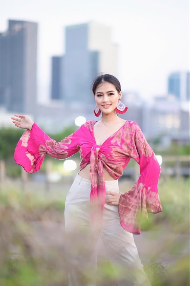 Women Petite & Teen CROP TOP Tie Front or Back Ruffle Bell Sleeve Free Size Handmade Tie Dye (20 Pink Pretty)