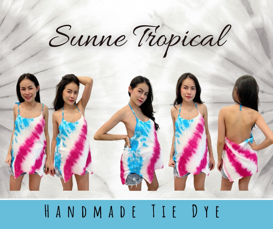 Cami Camisole Teen & Women, One Size Free Size Fit 0 to 8, Handmade Tie Dyed - Candy Sweet