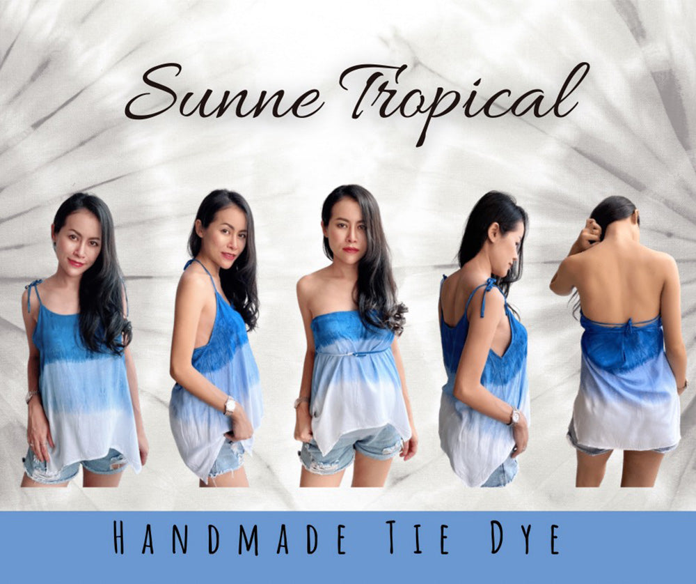 Cami Camisole Teen & Women, One Size Free Size Fit 0 to 8, Handmade Tie Dyed - CAMIS-TRI-BL