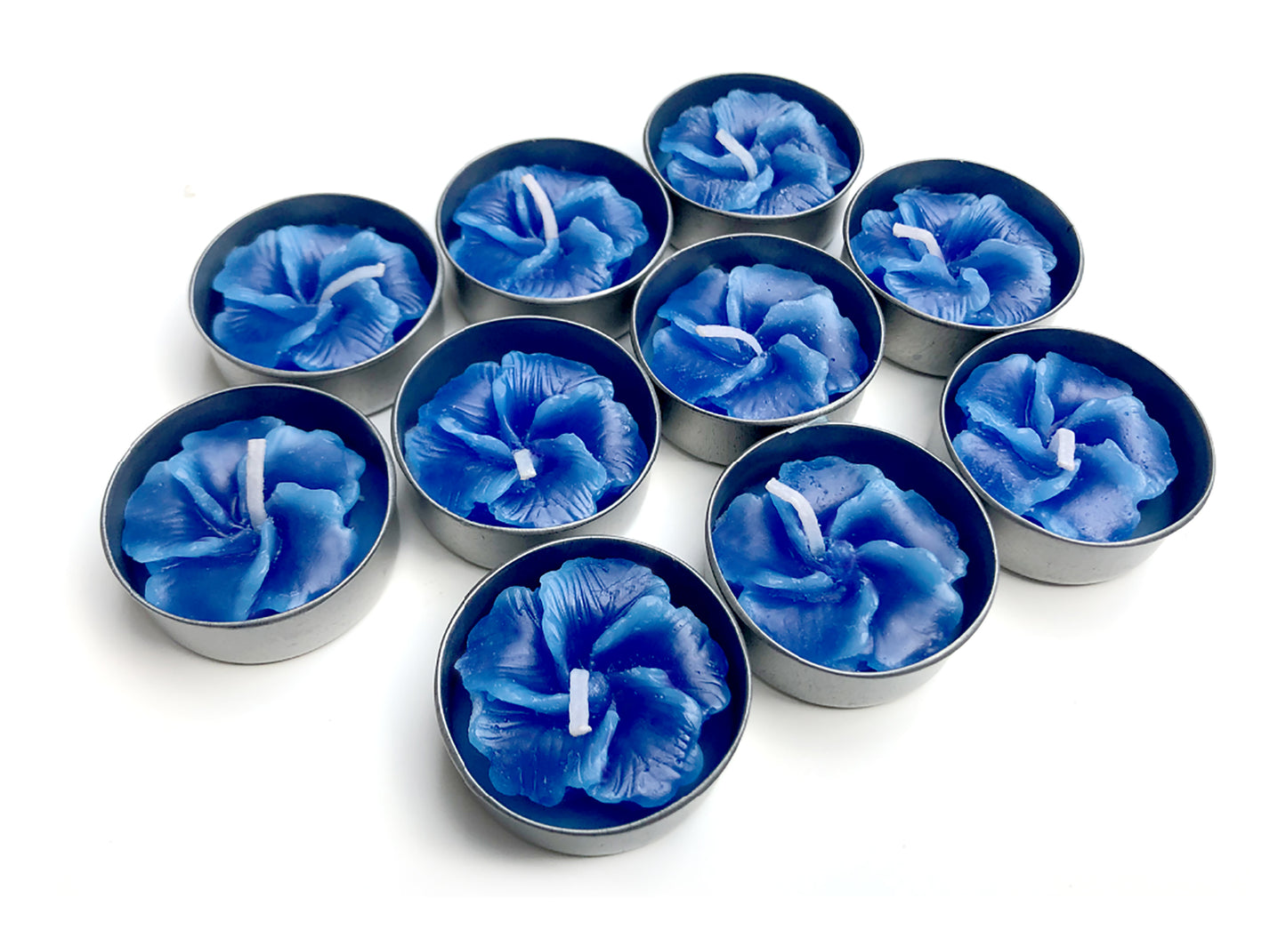 Hibiscus Hawaiian Flower Set of 10 Tealight Candles (Blue)