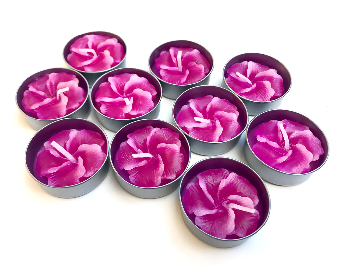 Hibiscus Hawaiian Flower Set of 10 Tealight Candles (Pink)