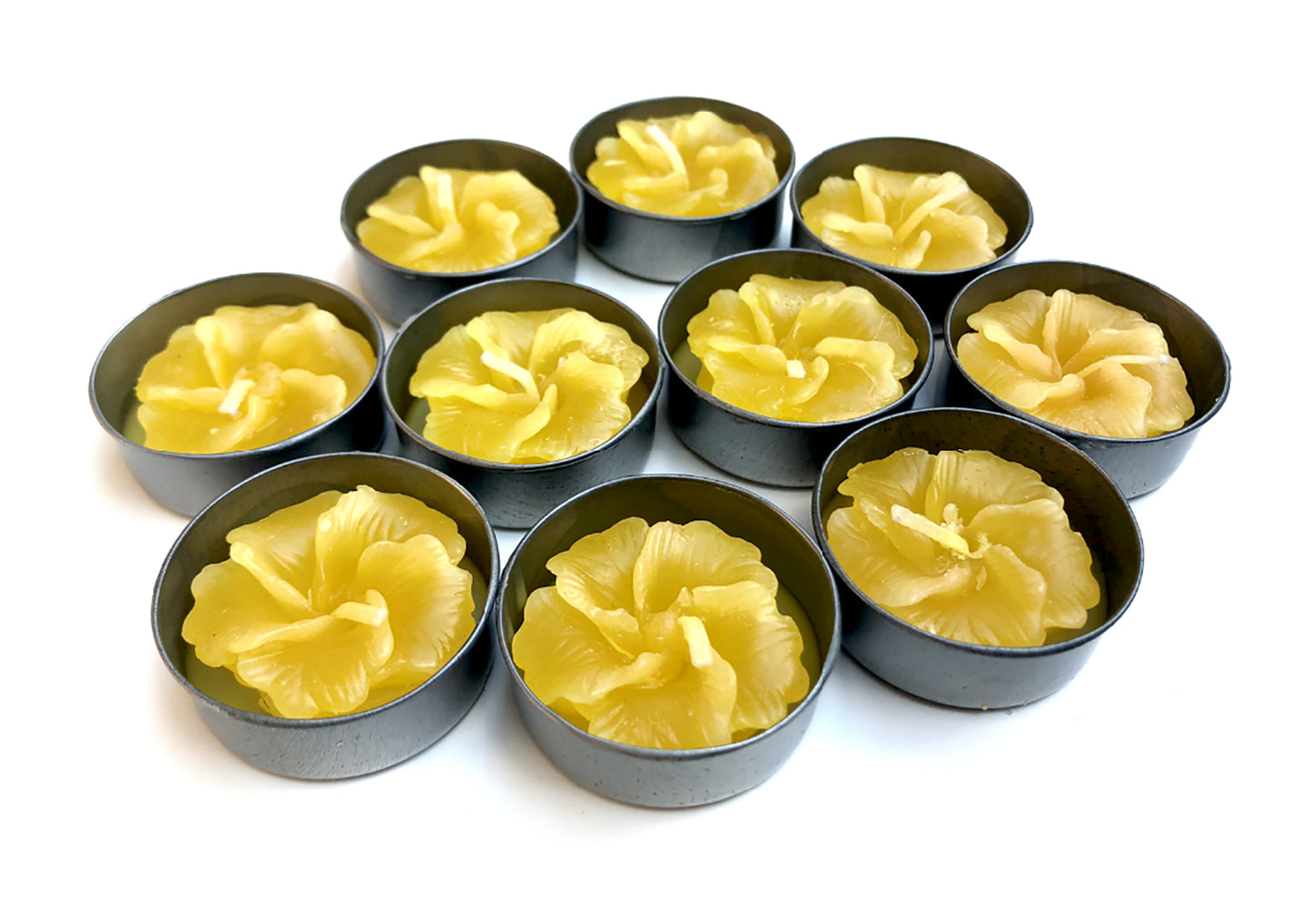 Hibiscus Hawaiian Flower Set of 10 Tealight Candles (Yellow)