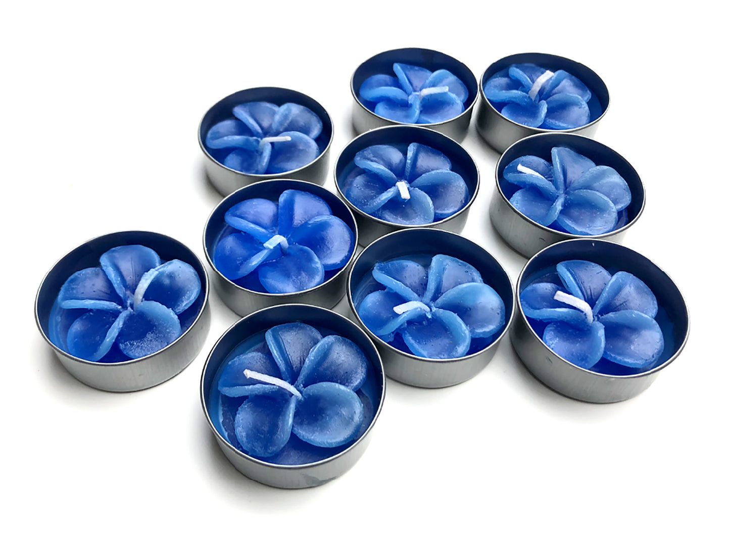 Plumeria Hawaiian Flower Set of 10 Tealight Candles (Blue)