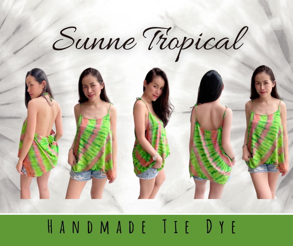 Cami Camisole Teen & Women, One Size Free Size Fit 0 to 8, Handmade Tie Dyed - Green Jade