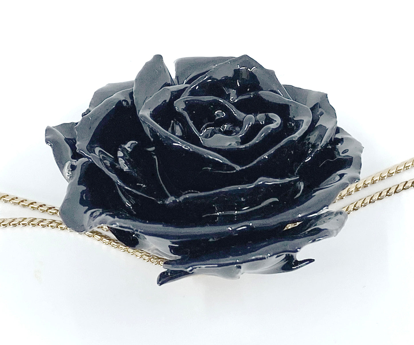 Mini Rose Mini 1.5-2.25 inch Pendant Necklace 18 inch Gold Plated 24K (Black)