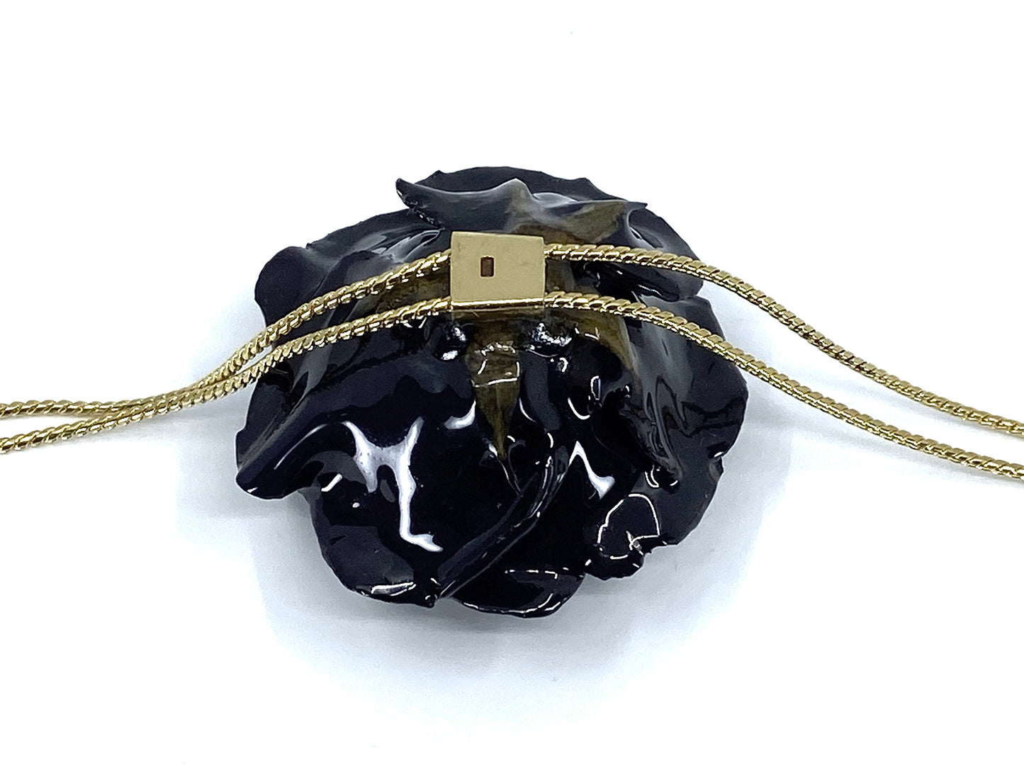 Mini Rose Mini 1.5-2.25 inch Pendant Necklace 18 inch Gold Plated 24K (Black)