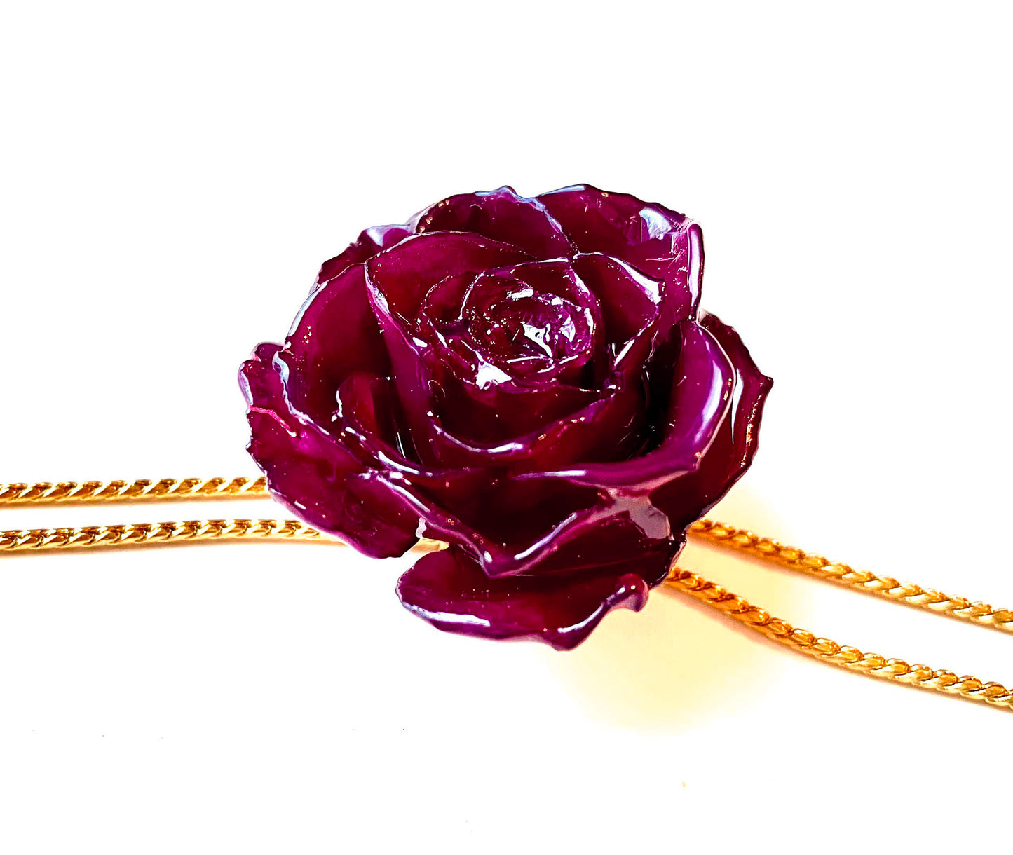 Mini Rose Mini 1.5-2.25 inch Pendant Necklace 18 inch Gold Plated 24K (Purple)