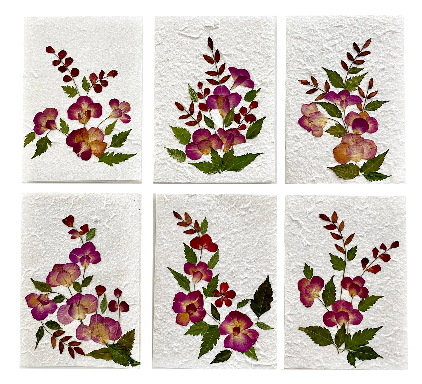 Handmade Mulberry Paper Greeting Card 5x7 Inch Random Pack (3 Rose Petal)