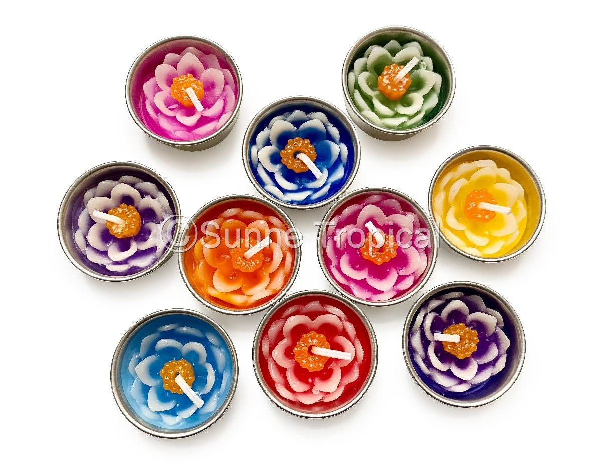 Lotus 2Tone Flower Set of 10 Tealight Candles (Multi-Color)