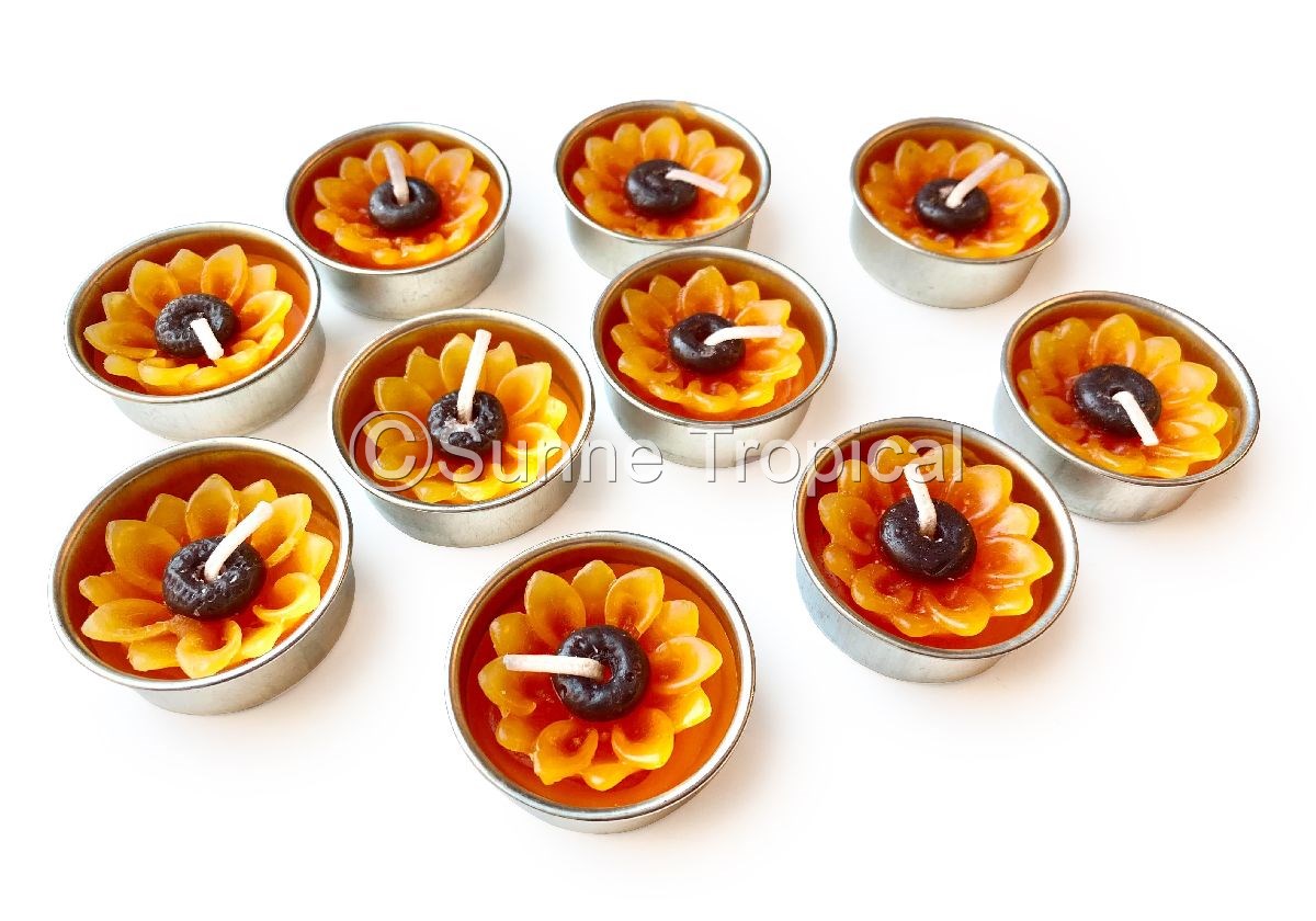Sunflower Set of 10 Tealight Candles (Yellow)