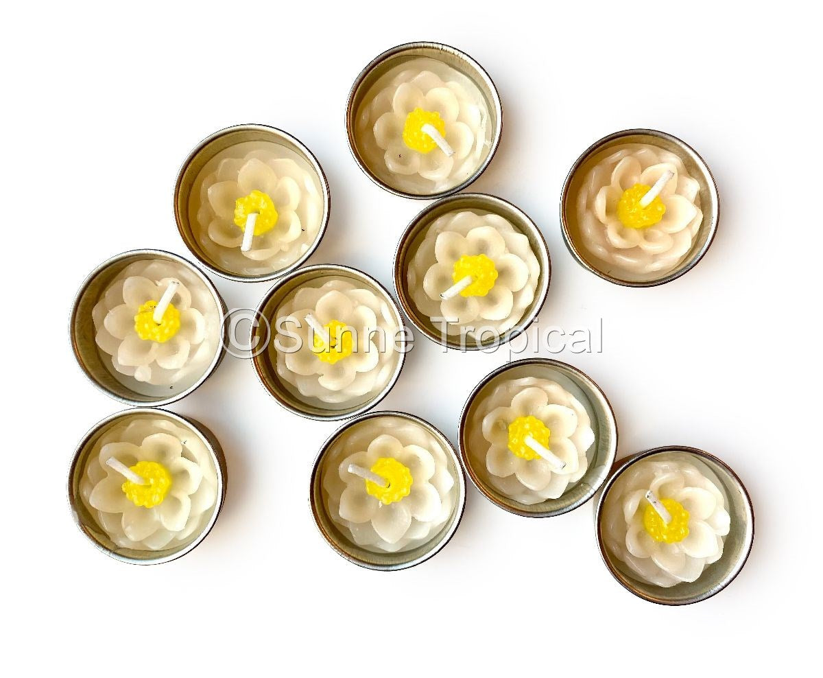 Lotus Flower Set of 10 Tealight Candles (White)