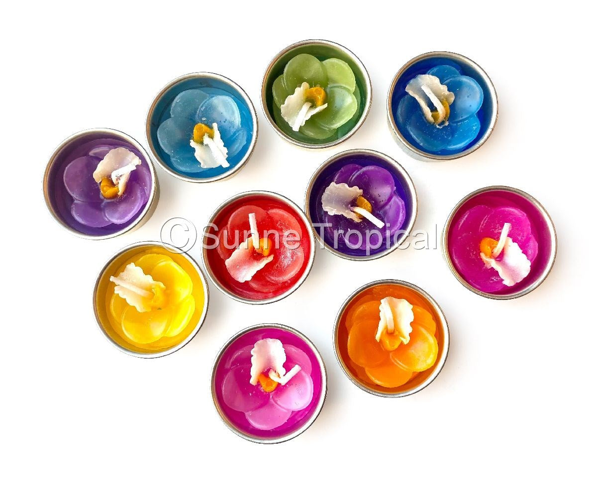 Orchid Vanda Flower Set of 10 Tealight Candles (Multi-Color)