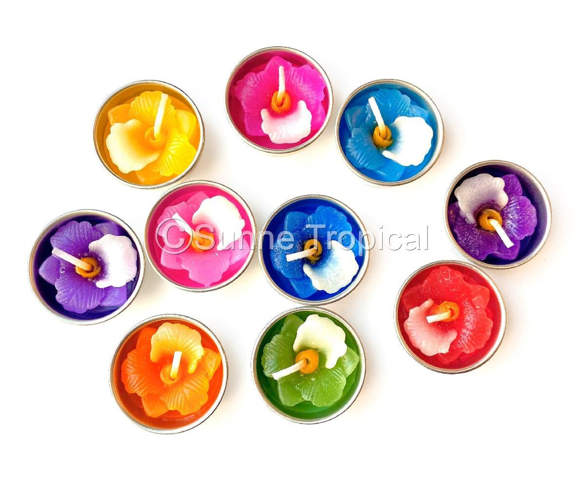 Orchid Cattleya Flower Set of 10 Tealight Candles (Multi-Color)