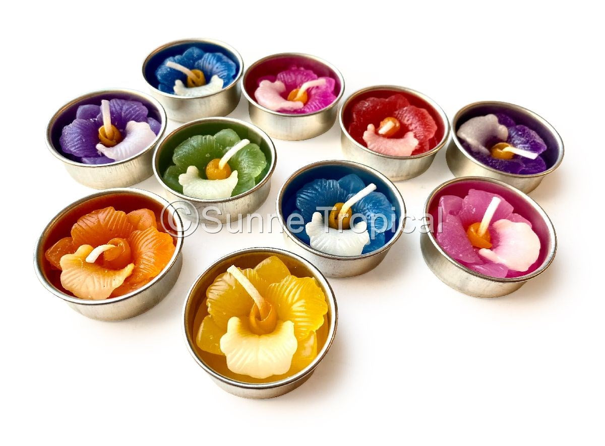 Orchid Cattleya Flower Set of 10 Tealight Candles (Multi-Color)