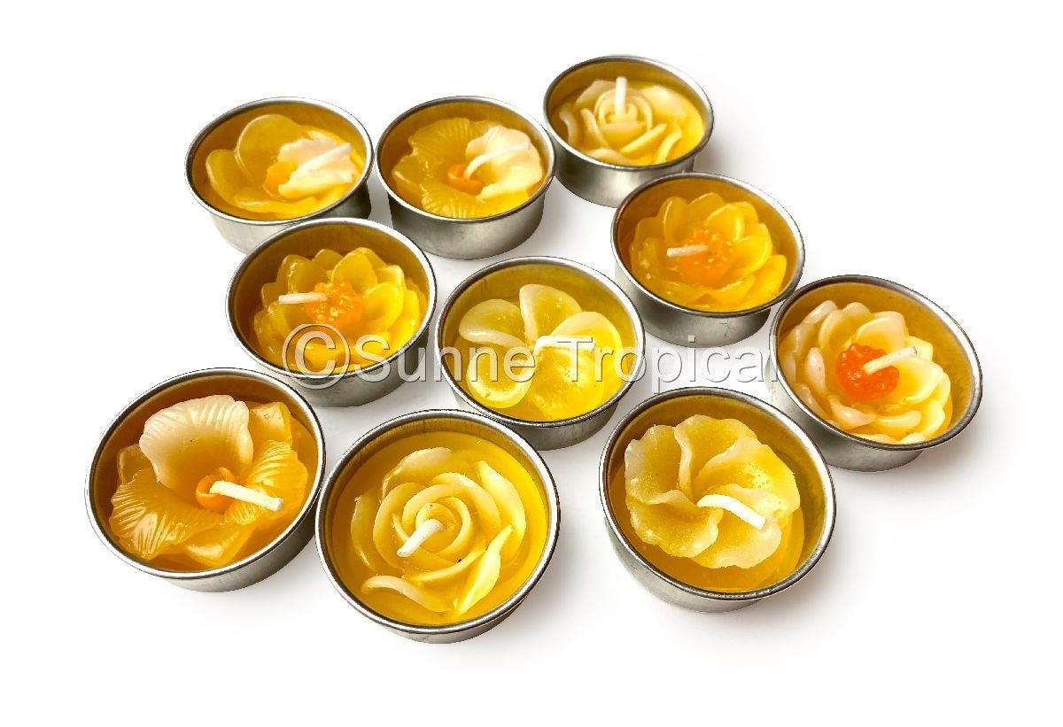 Assort Surprise Pack Flowers Set of 10 Tealight Candles (Yellow)