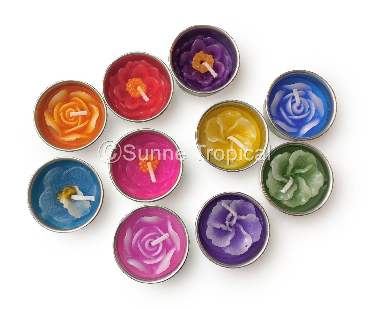 Assort Surprise Pack Flowers Set of 10 Tealight Candles (Multi-Color)