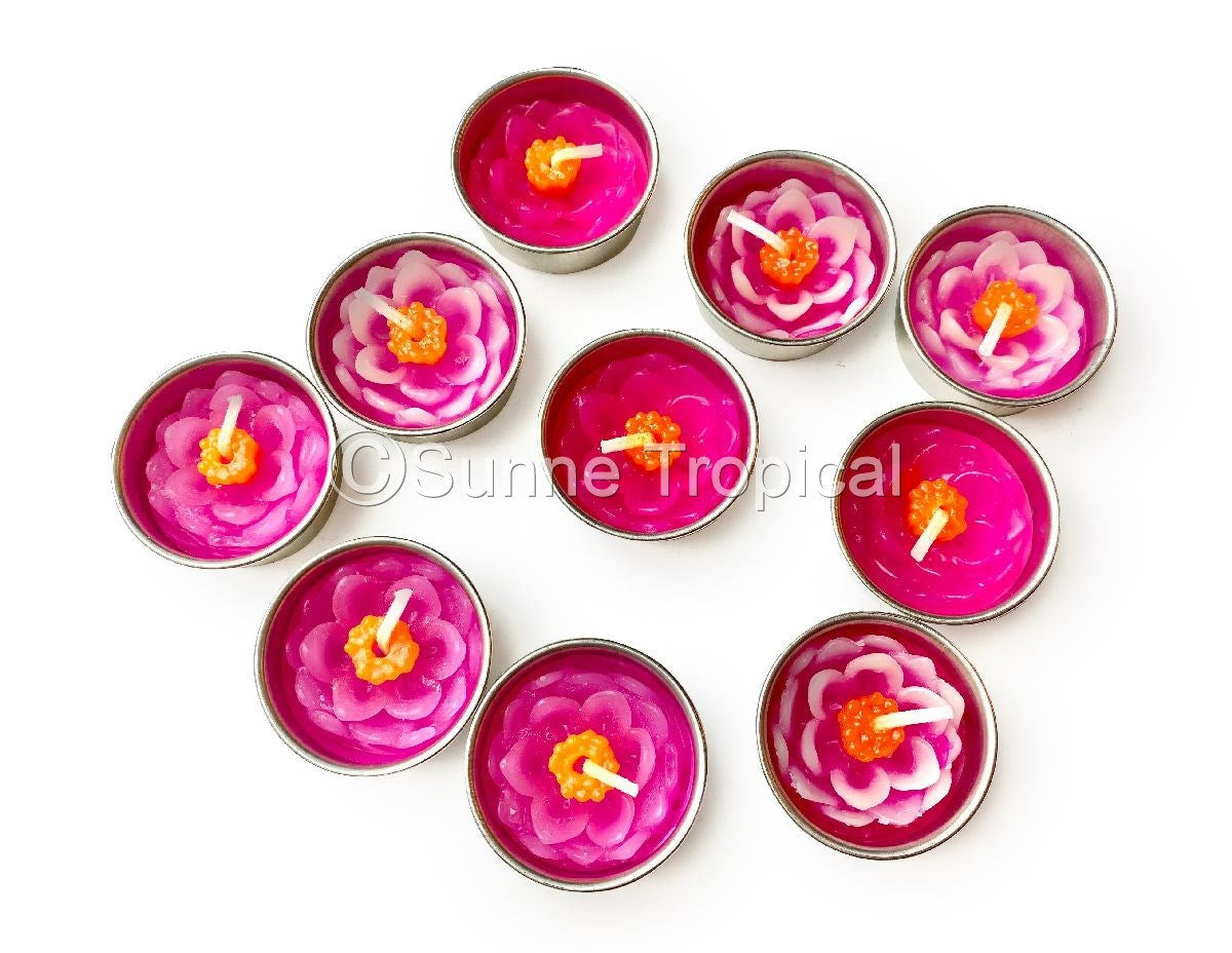 Lotus Flower Set of 10 Tealight Candles (Pink)