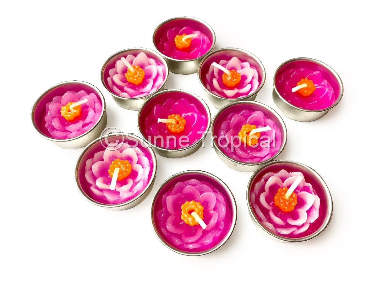 Lotus Flower Set of 10 Tealight Candles (Pink)