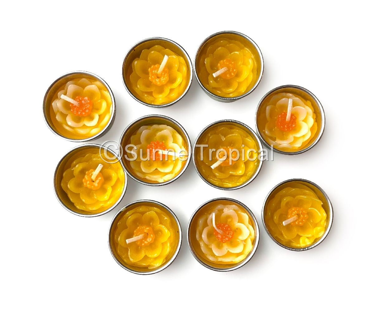 Lotus Flower Set of 10 Tealight Candles (Yellow)