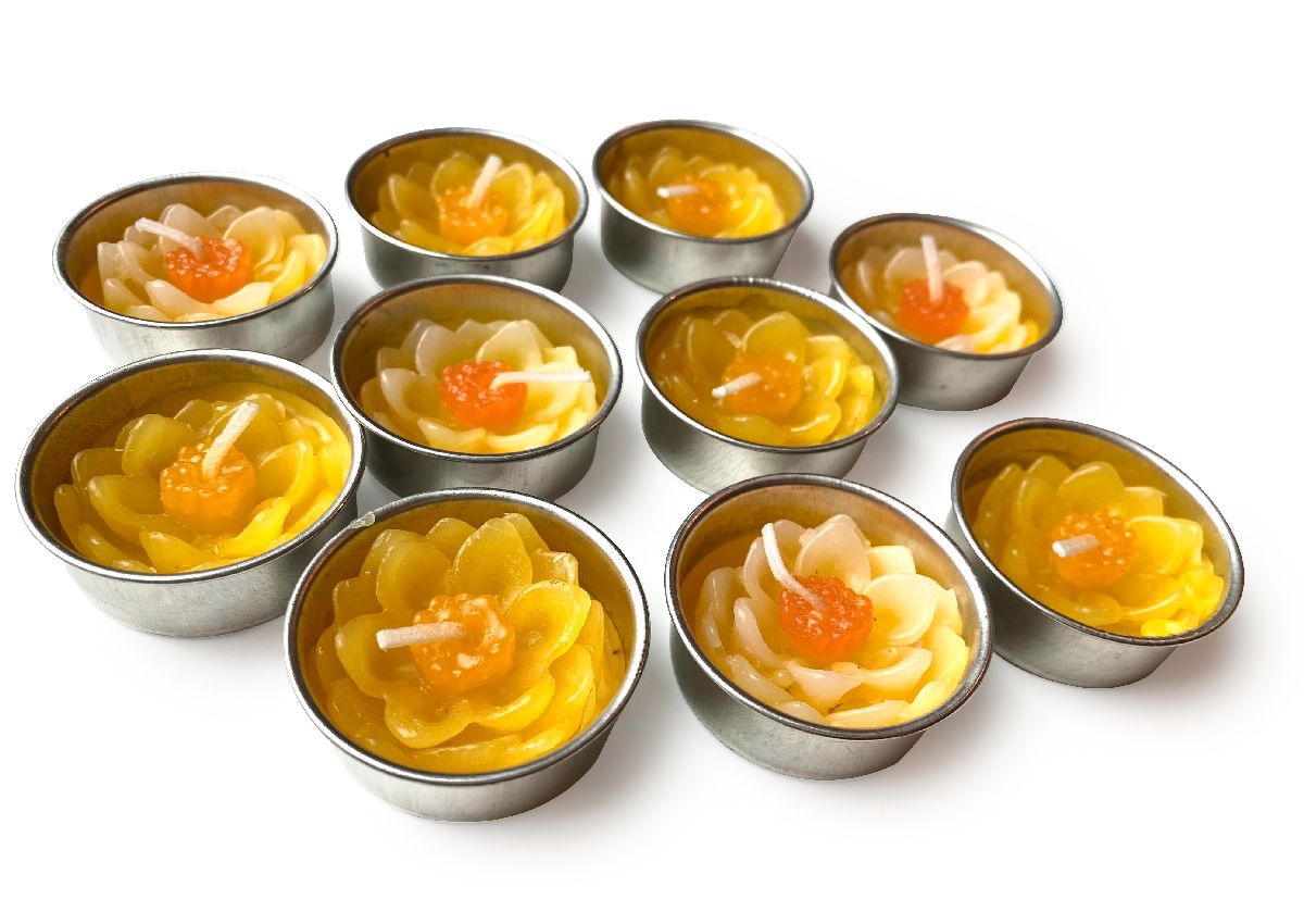 Lotus Flower Set of 10 Tealight Candles (Yellow)
