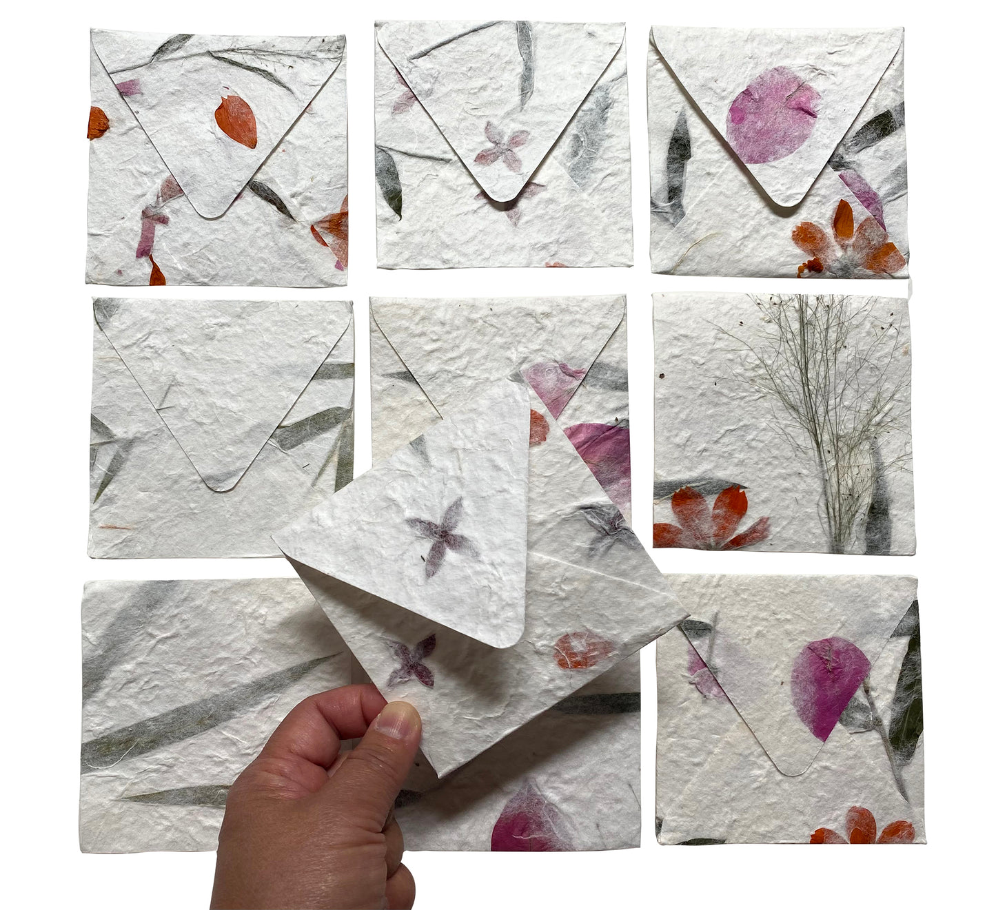 10 Envelope Per Pack Mulberry Paper Pressed Flower Inclusion Paper Handmade Envelope 10 x 10 CM - SIZE 3.94 INCH