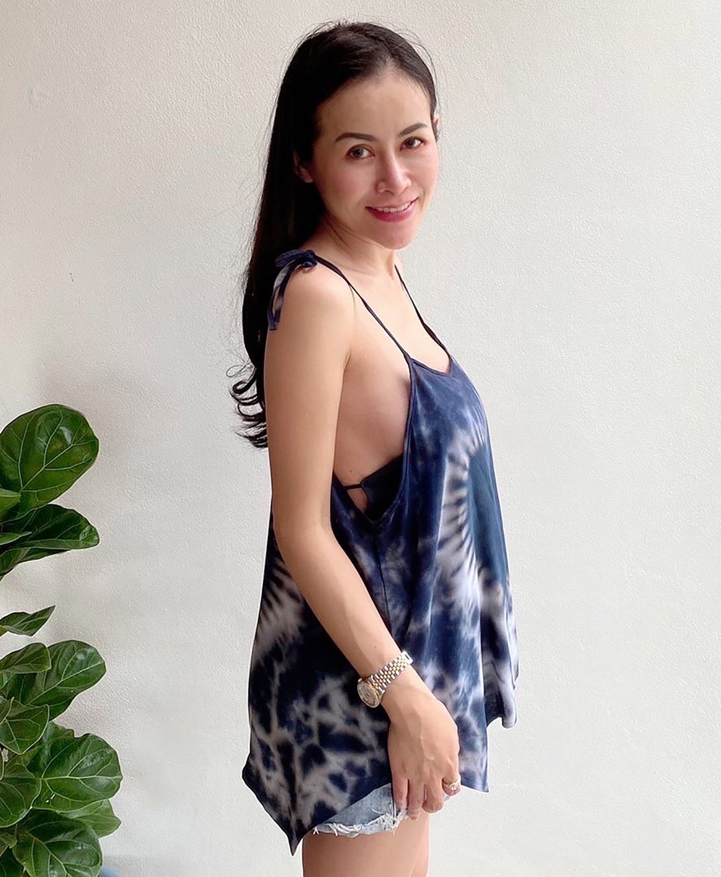 Cami Camisole Teen & Women, One Size Free Size Fit 0 to 8, Handmade Tie Dyed - Black Heart