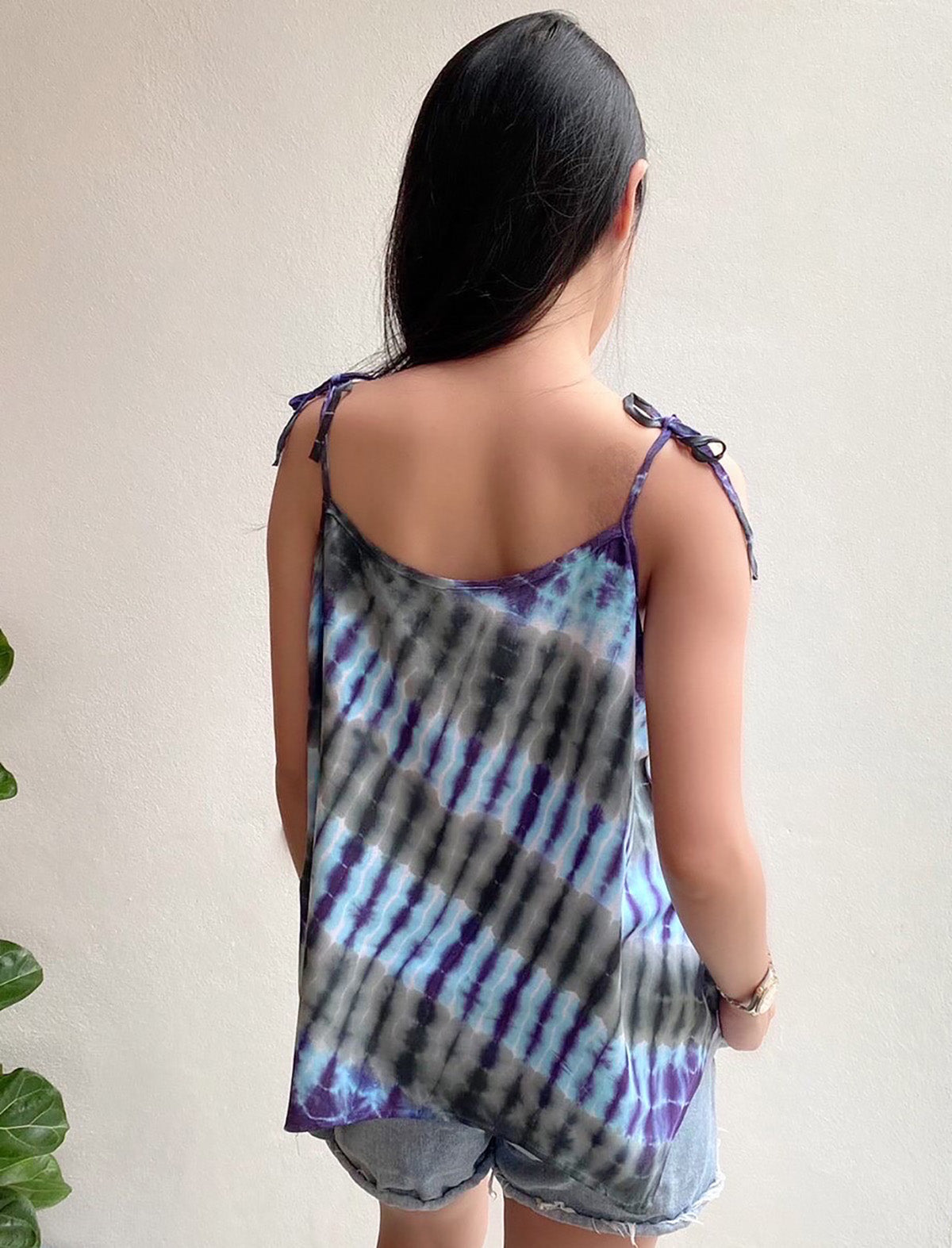 Cami Camisole Teen & Women, One Size Free Size Fit 0 to 8, Handmade Tie Dyed - Purple Wave