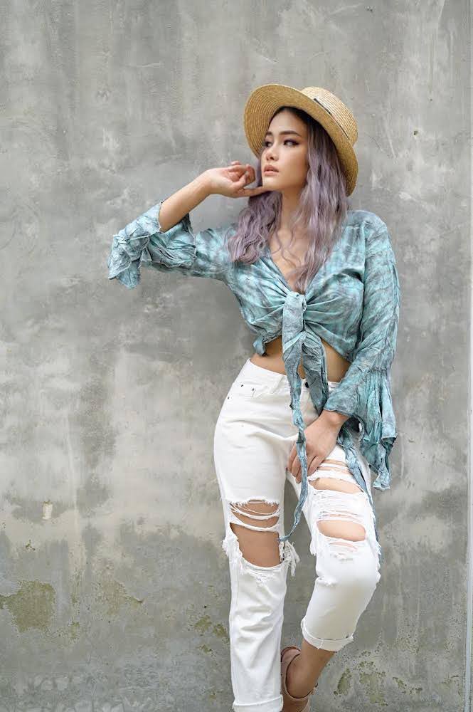 Women Petite & Teen CROP TOP Tie Front or Back Ruffle Bell Sleeve Free Size Handmade Tie Dye (10 Blue Cadet)