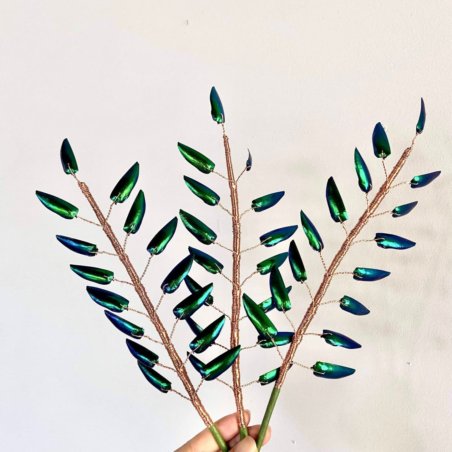 Jewel Beetle Wings DRILL with HOLE 100 Pcs Natural Wings - Green TOP 1