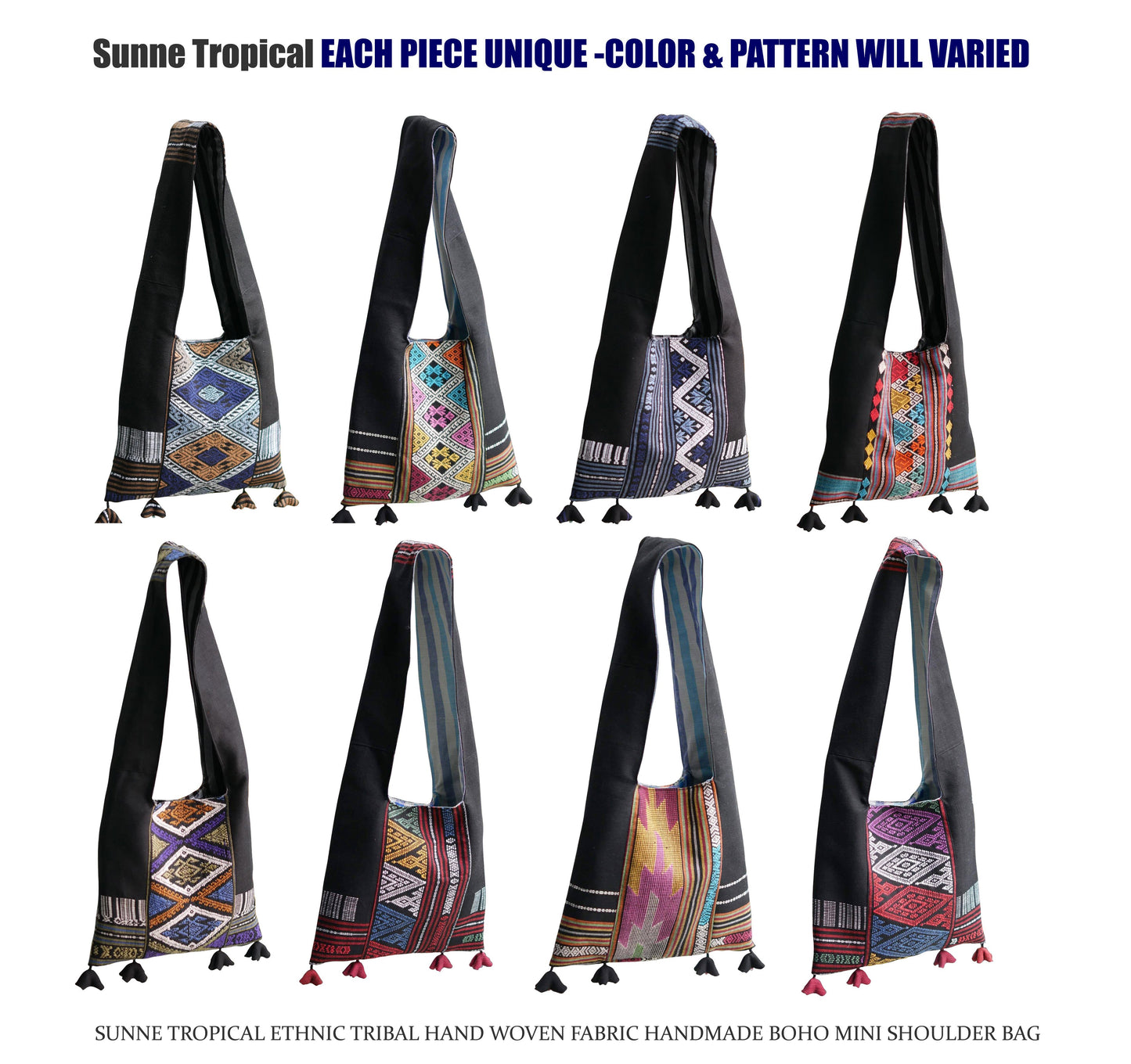 Handwoven Hand-dyed Handmade ETHNICS MINI shoulder bag tote bag Sunne Tropical - BROWN CHOCOLATE