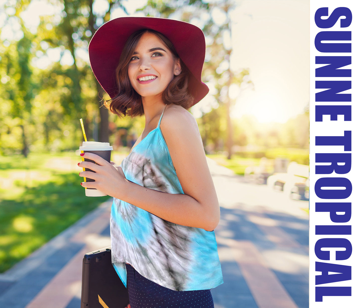 Cami Camisole Teen & Women, One Size Free Size Fit 0 to 8, Handmade Tie Dyed - Blue Seashell