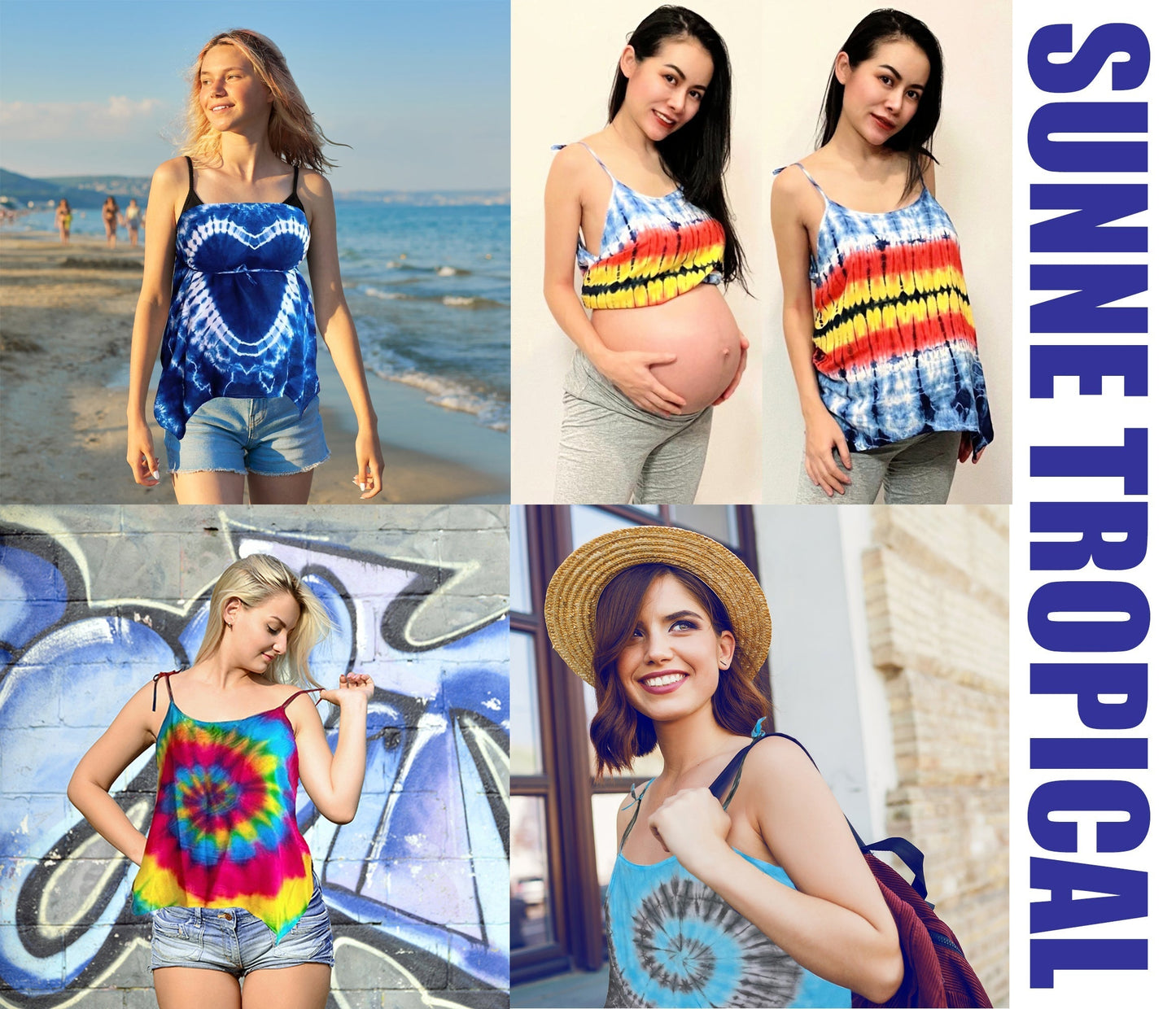 Cami Camisole Teen & Women, One Size Free Size Fit 0 to 8, Handmade Tie Dyed - Black Heart