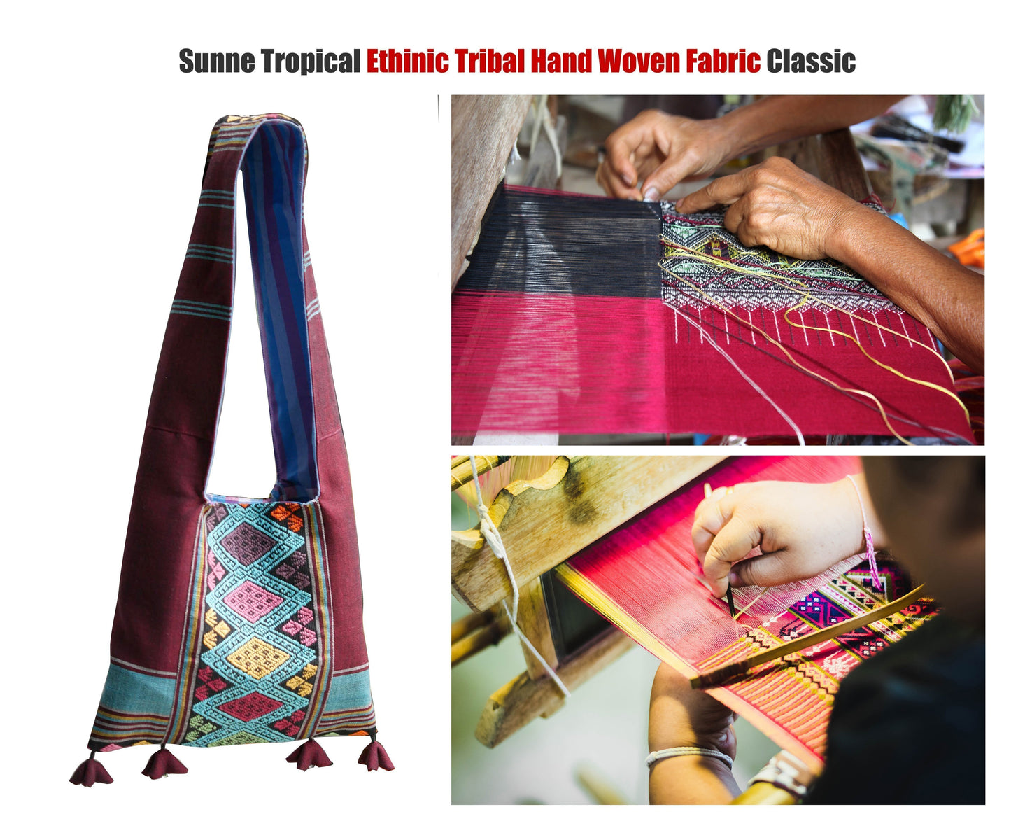 Handwoven Hand-dyed (1) Handmade PRAE-WA MINI shoulder bag tote bag Sunne Tropical - BLACK