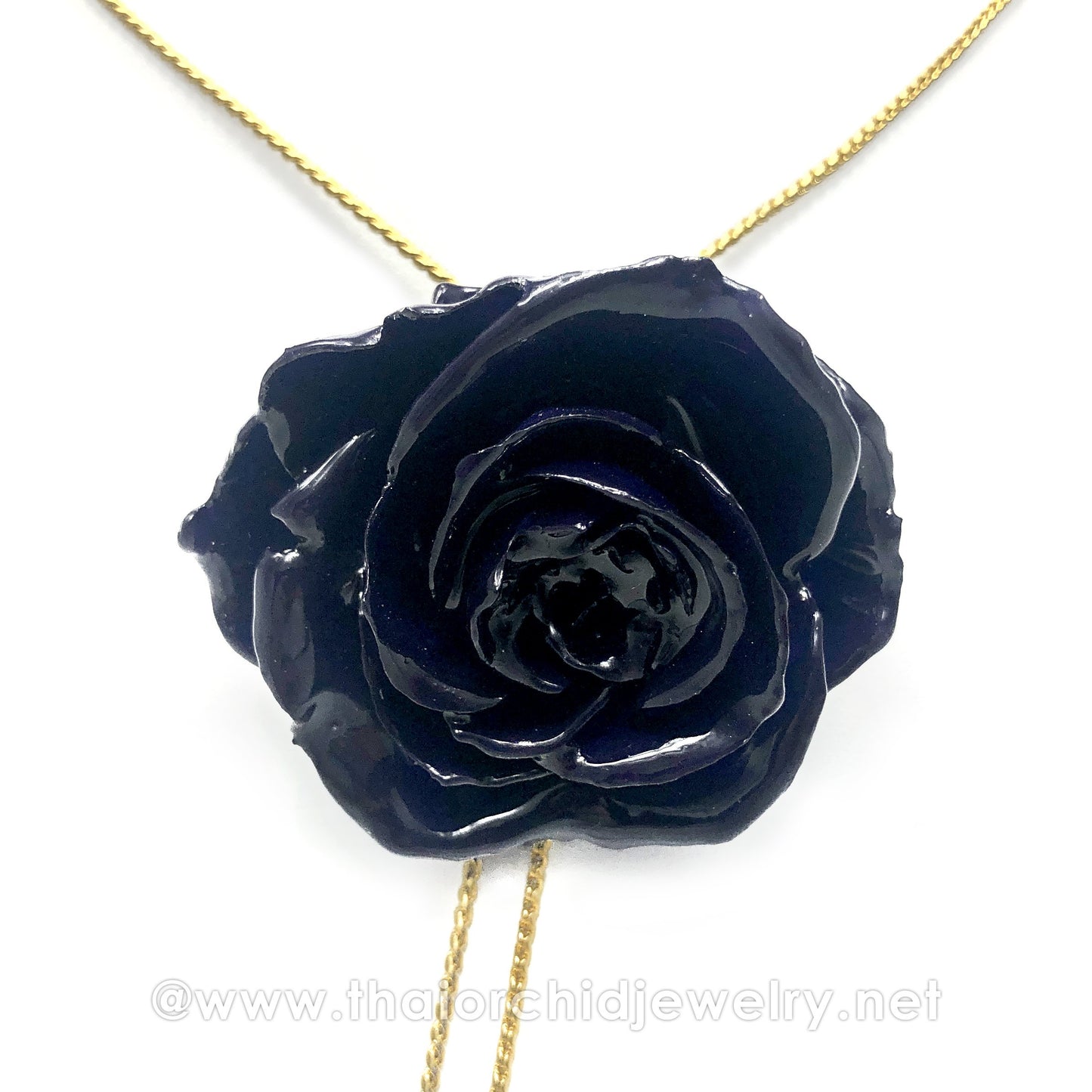 Mini Rose Mini 1.5-2.25 inch Pendant Necklace 18 inch Gold Plated 24K (Indigo Blue)