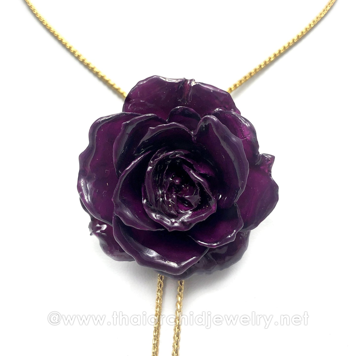 Mini Rose Mini 1.5-2.25 inch Pendant Necklace 18 inch Gold Plated 24K (Purple)