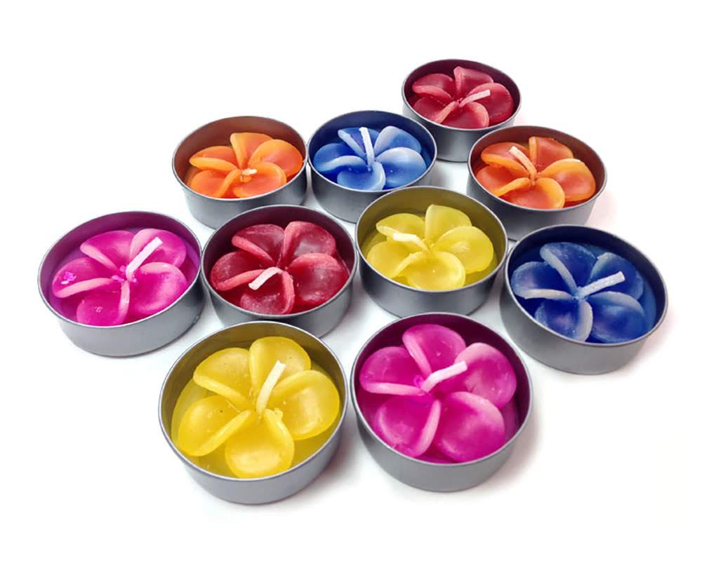 Plumeria Hawaiian Flower Set of 10 Tealight Candles (Blue)