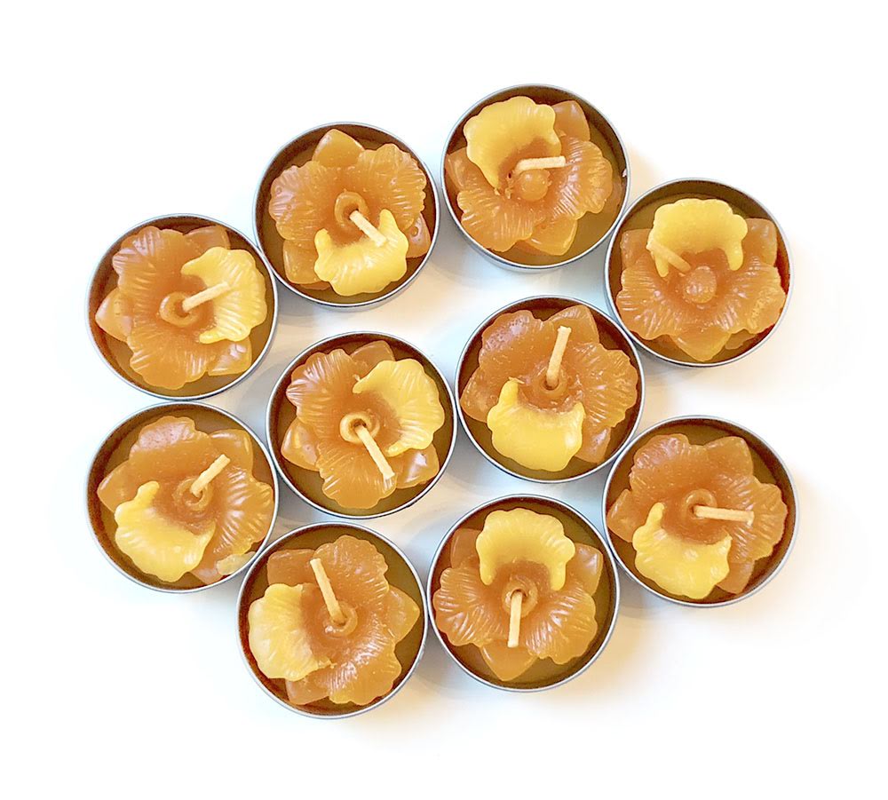 Orchid Cattleya Flower Set of 10 Tealight Candles (Orange)