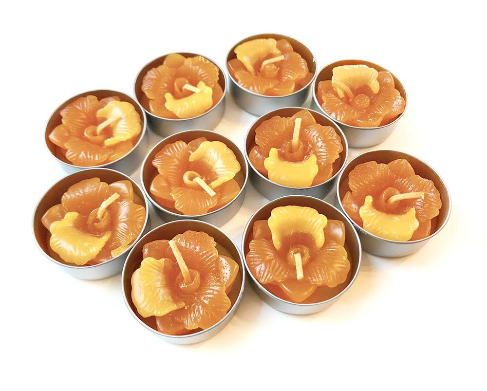 Orchid Cattleya Flower Set of 10 Tealight Candles (Orange)