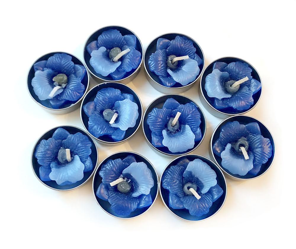 Orchid Cattleya Flower Set of 10 Tealight Candles (Blue)