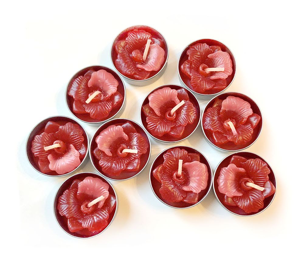 Orchid Cattleya Flower Set of 10 Tealight Candles ( RED )