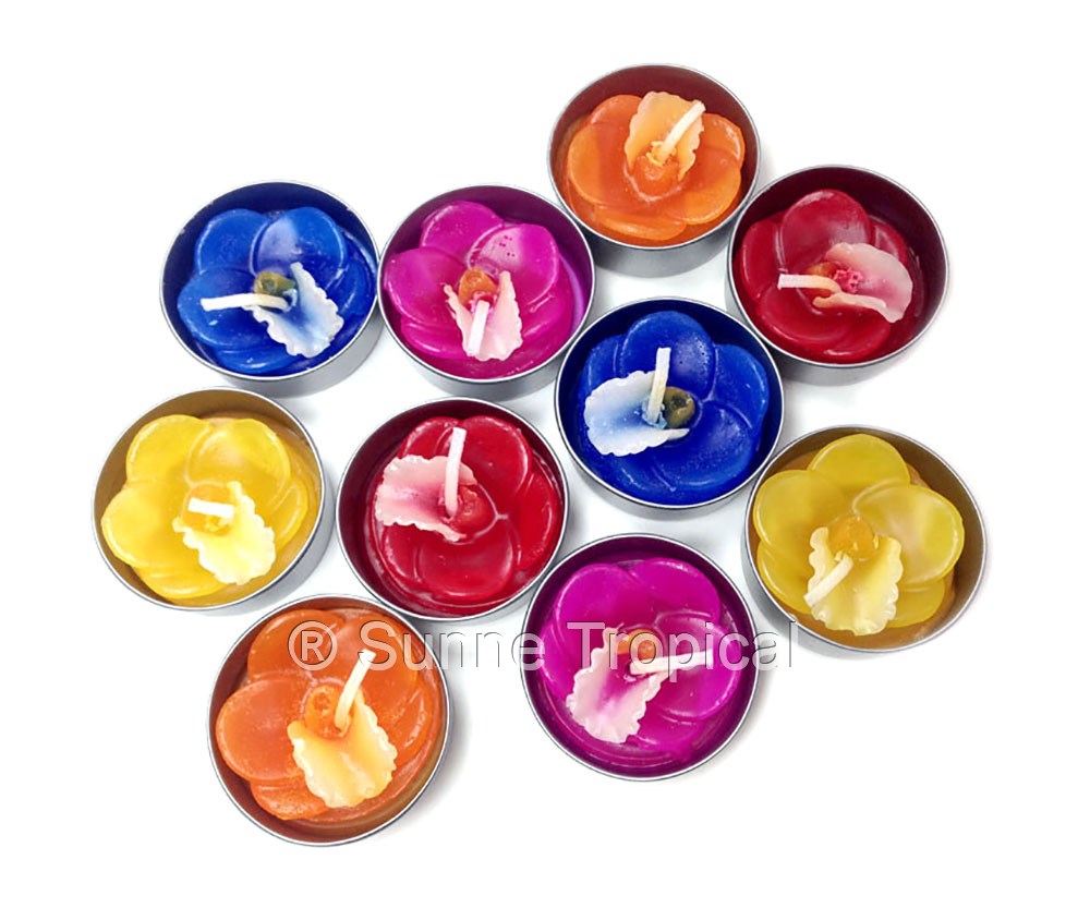 Orchid Vanda Flower Set of 10 Tealight Candles (Blue)
