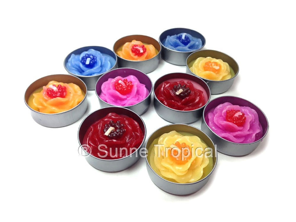 Dahlia Wild Flower Set of 10 Tealight Candles (RED)