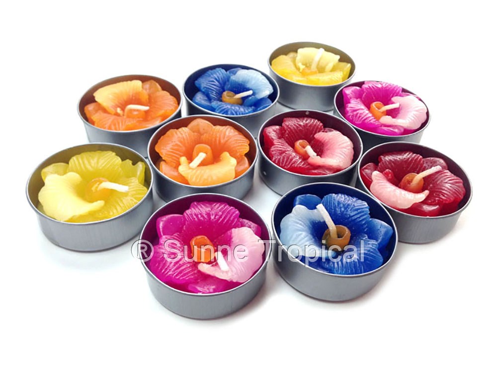 Orchid Cattleya Flower Set of 10 Tealight Candles (Multi-Color)