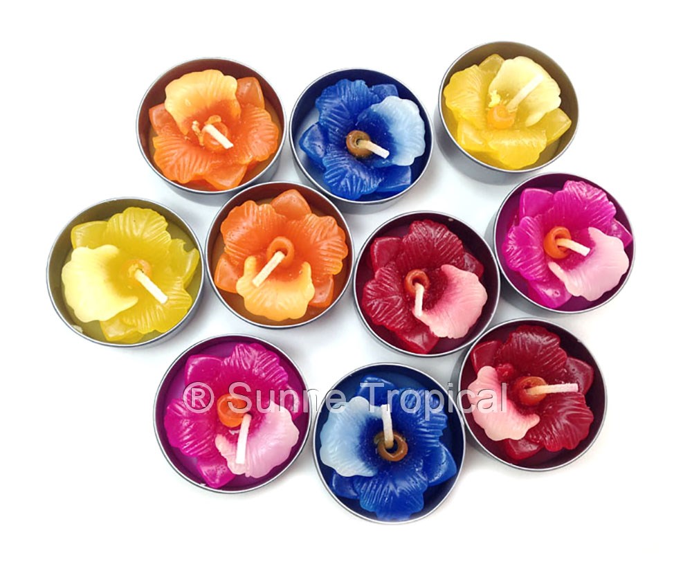 Orchid Cattleya Flower Set of 10 Tealight Candles (Multi-Color)