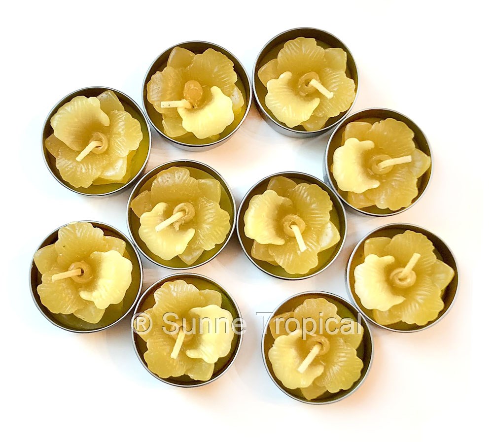 Orchid Cattleya Flower Set of 10 Tealight Candles (Yellow)