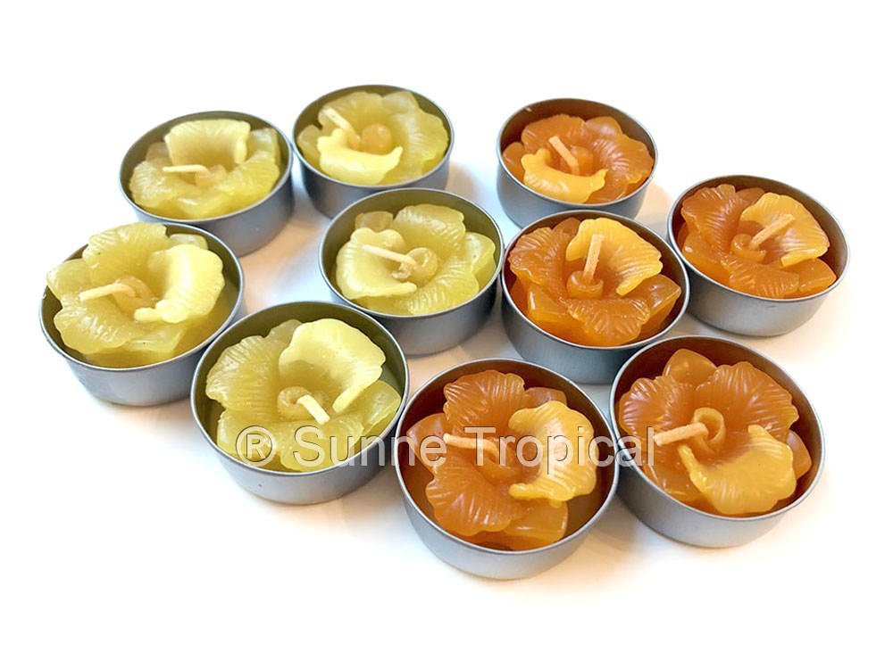 Orchid Cattleya Flower Set of 10 Tealight Candles (Orange)