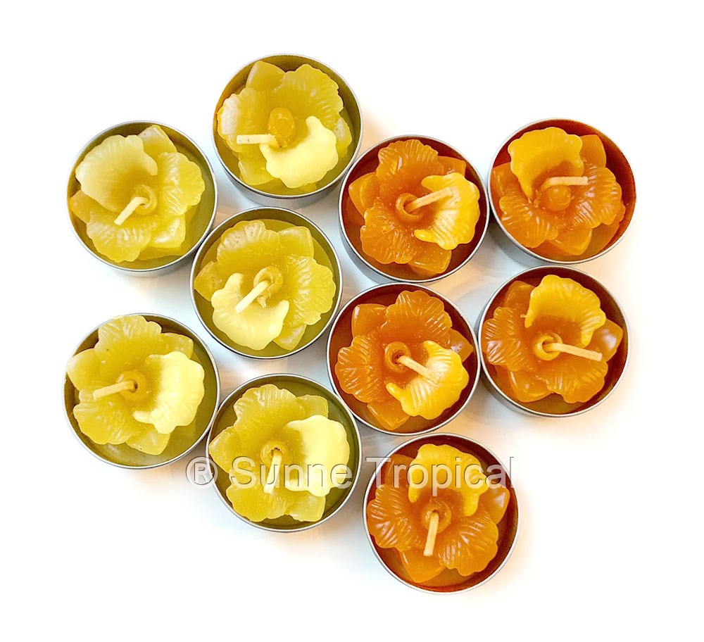 Orchid Cattleya Flower Set of 10 Tealight Candles (Orange)