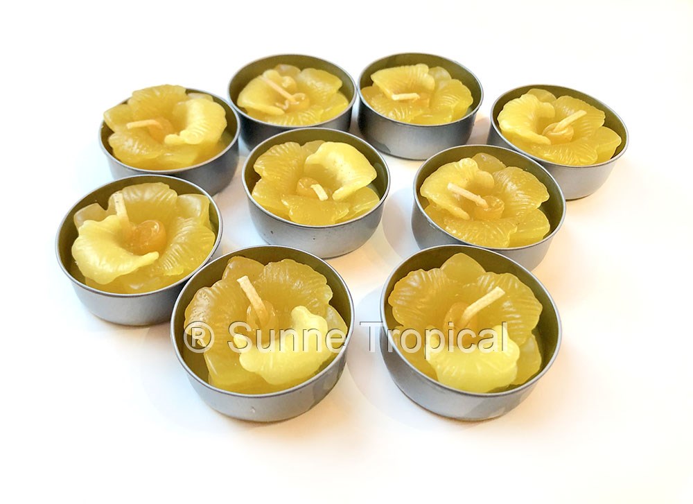 Orchid Cattleya Flower Set of 10 Tealight Candles (Yellow)