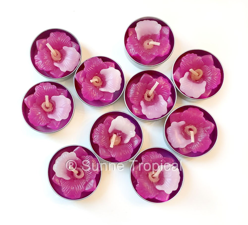Orchid Cattleya Flower Set of 10 Tealight Candles (Pink)