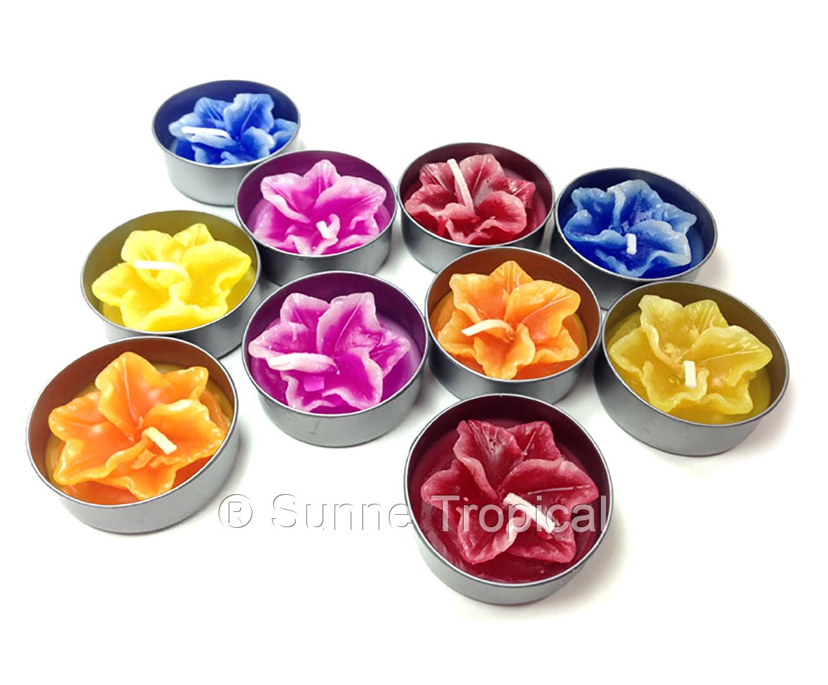 Lily Flower Set of 10 Tealight Candles (Multi-Color)